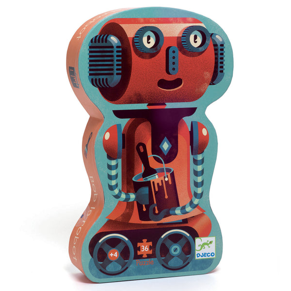 「ボブ ザ ロボット」という商品です。パッケージが素敵なロボットの形をした36pcsのシルエットパズル。